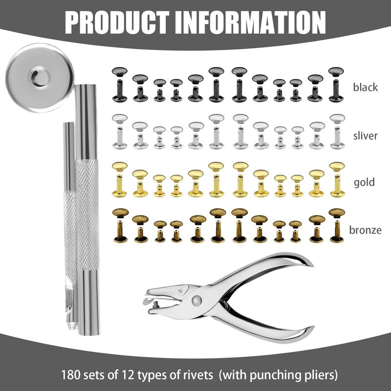 SilTriangle 363 Pcs Leather for Crafts Kit 140 Inches Leather Straps Flat with Wide 360 Rivets and 1 Double Rivet Tubular Setting Tool for DIY Bags Craft Repairs Decoration - Image 3